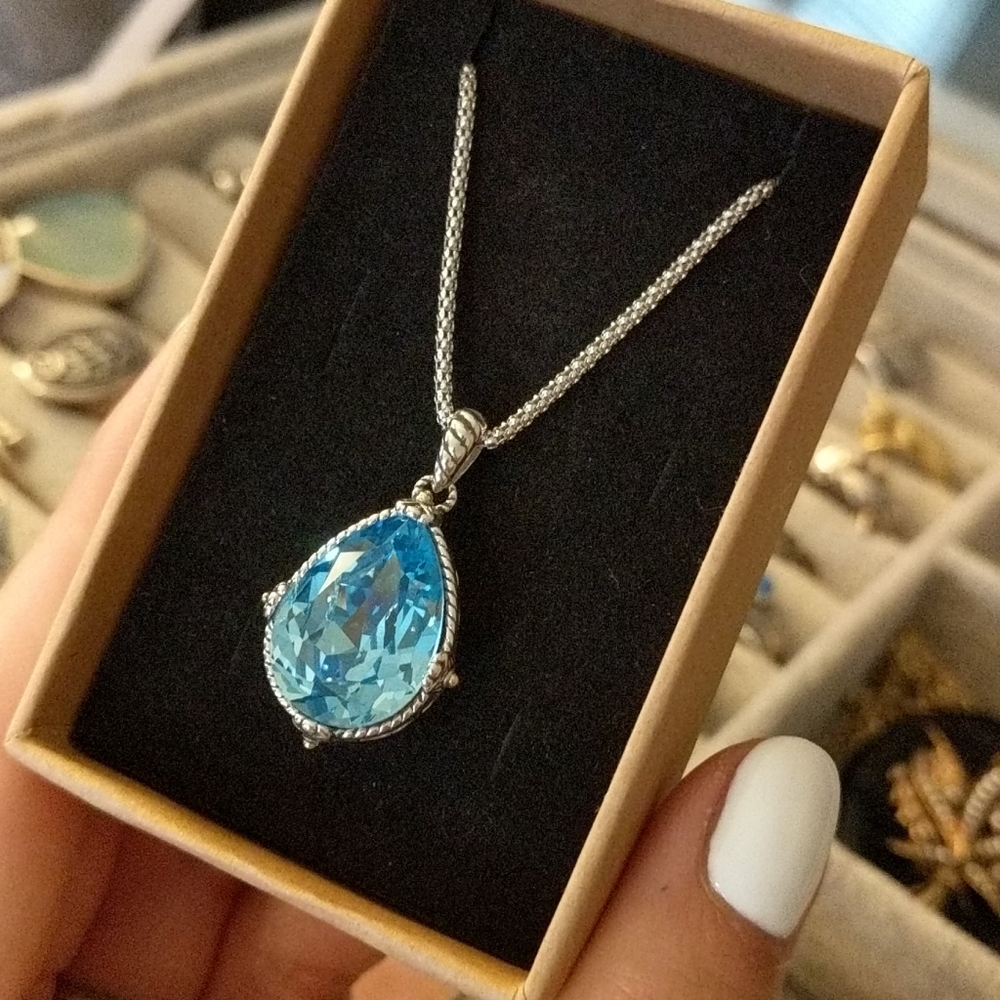 Swarovski topaz sterling and 14k gold necklace